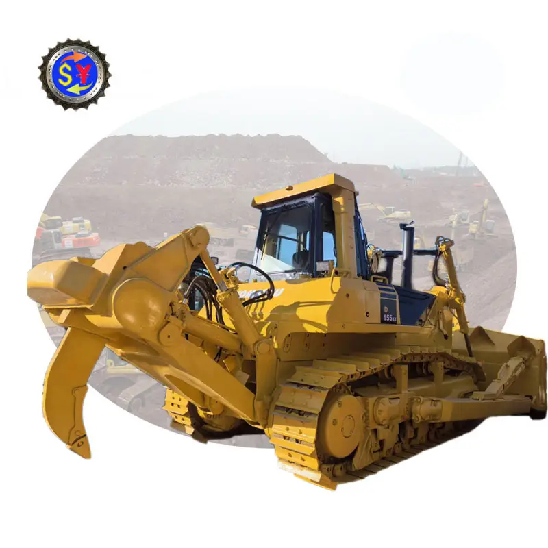 Orijinal boyama Komatsu D155 paletli dozer japonya Komatsu D155A-5 Shanghai hay'da satılık paletli buldozer