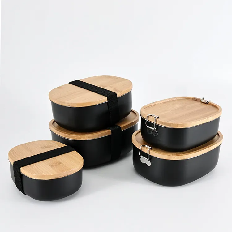 Scatola per il pranzo di prodotti caldi di nuovo stile 2023 scatola per Bento in acciaio inossidabile 304 scatola per il pranzo Bento di frutta con coperchio di bambù