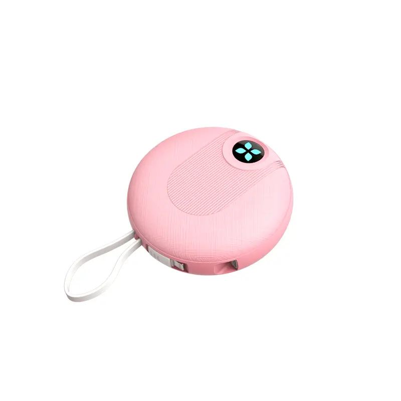 6600 mah cute Round cake portable power bank with cable for iphone