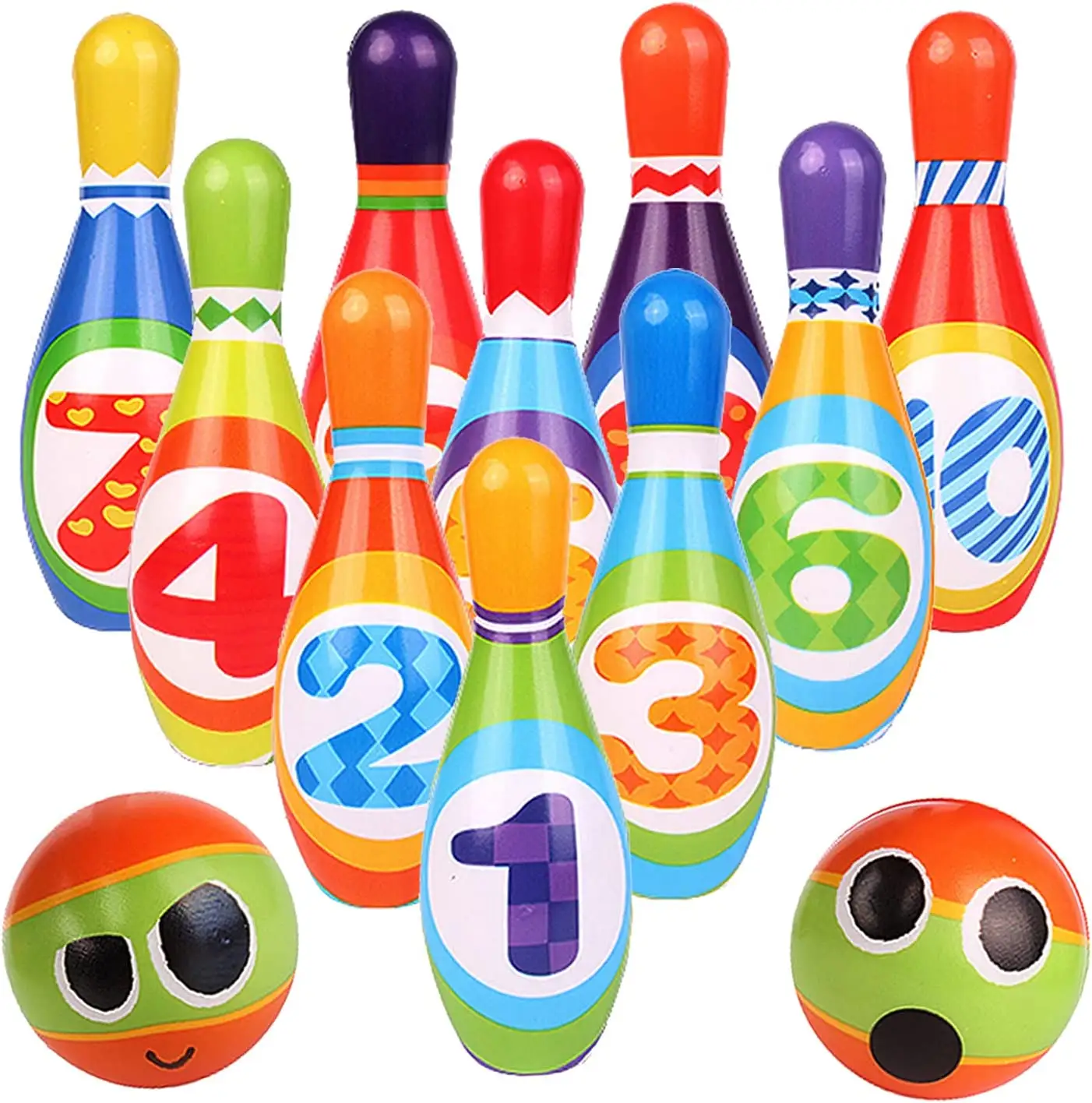 Kapalı açık spor oyuncaklar 10 pin 2 bowling topu s çocuklar yumuşak PU bowling topu seti oyuncak