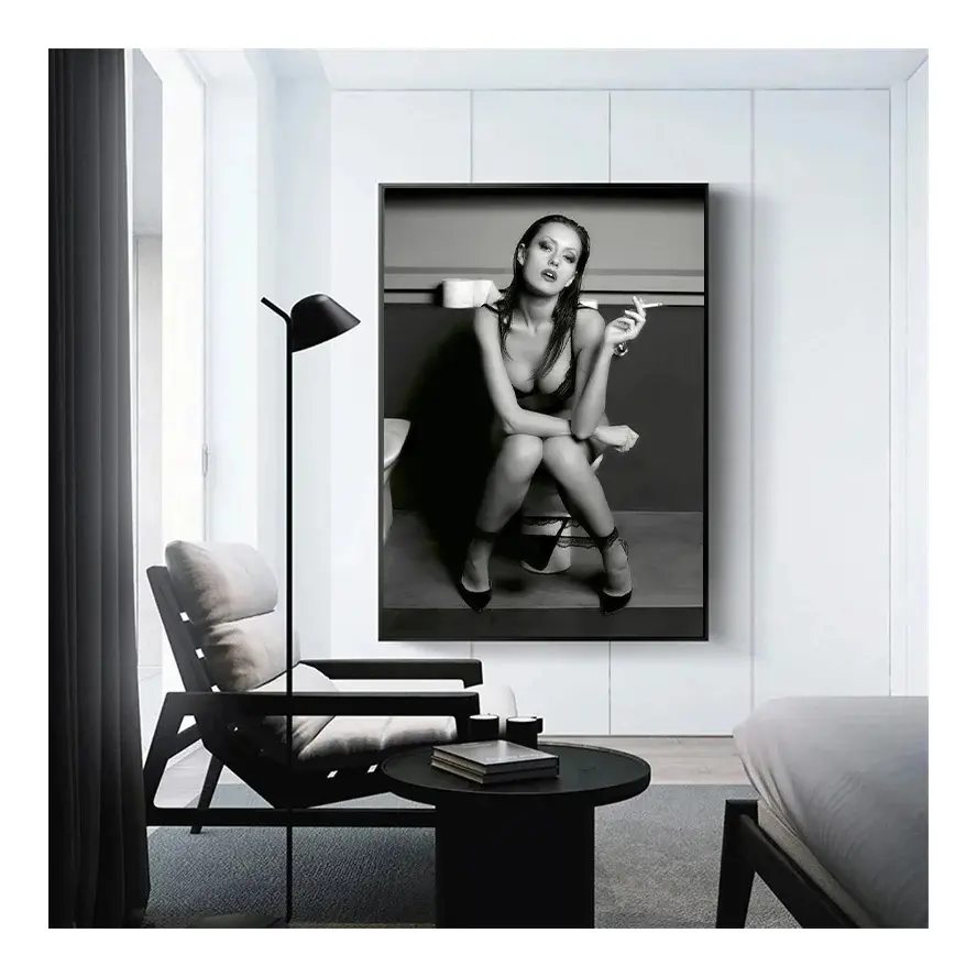 Home Decor Black and White Fashion Beautiful Girl Canvas Art Painting Sexy Women Photography Poster Prints Wall Picture