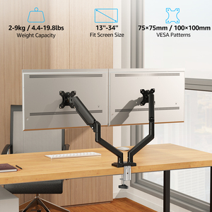 13 ''-34'' ขาตั้งจอ LCD แบบคู่จอคอมพิวเตอร์หลายจอภาพขาตั้งจอแก๊สสปริง - Product Image 3