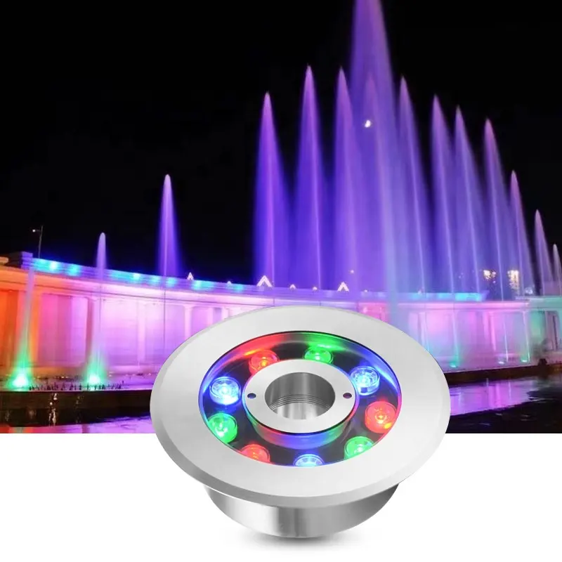 12w RGB LED Fountain Luzes IP68 impermeável ao ar livre colorido levou subterrânea Pond Lâmpada DC24V Piscina Luz