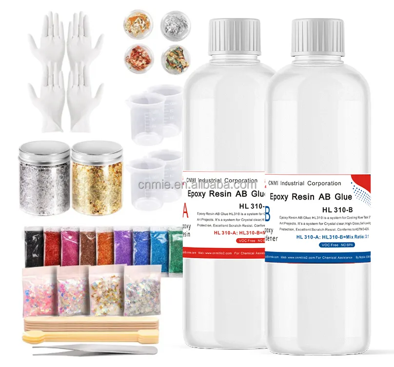 CNMI Epoxy Resin Table No BPA Epoxy Resin for Floor No Bubble Resin Kit for Beginners Non-Yellowish Bulk Adhesives Resina Epoxi