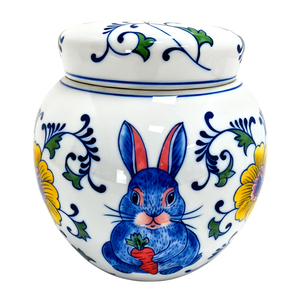 Qianrui màu xanh và trắng Bunny gốm Pet urn Jar Durable 3-năm bảo hành cho memorial trang trí nội thất - Product Image 1