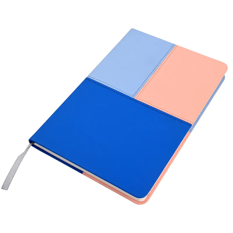 Biru kualitas tinggi persegi teka-teki biasa Logo kustom kulit buku catatan desain sederhana pita elastis A5 ukuran buku catatan harian