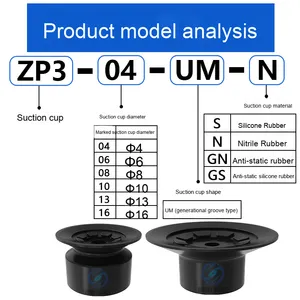 Smv ZP3-4/6/8/10/13/16ums/N phẳng vành đai hút chân không cốc khung sản phẩm cao su hút cup Manipulator - Product Image 3