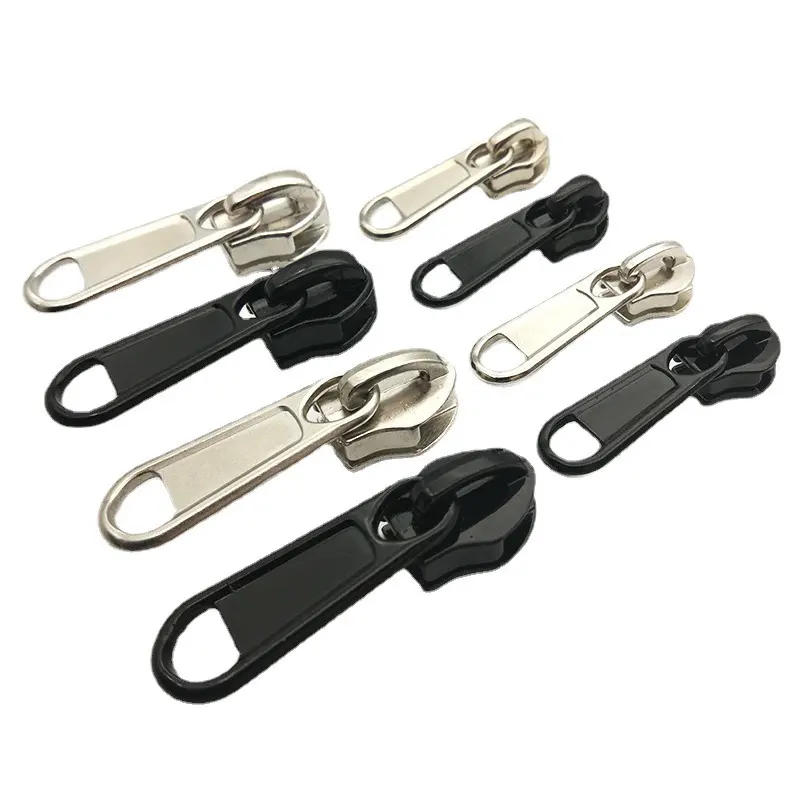 Atacado Personalizado Preto Cor #3 #5 #7 #8v #10 Metal Nylon Zipper Slider e Extrator Para Saco e Roupas