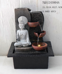 LEDライト風水禅装飾付き4カップ屋内水機能付き樹脂卓上仏 - Product Image 3