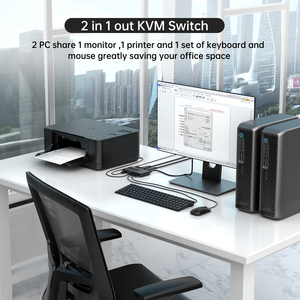 4K 60Hz HDMI KVM交换机2端口 + 2电缆，MT-VIKI 2计算机1监视器2端口KVM交换机HDMI 2输入1输出，带桌面控制 - Product Image 4