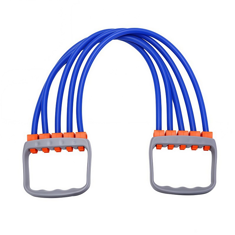 Chest expander cable machine, dark blue (30-150 lbs adjustable)