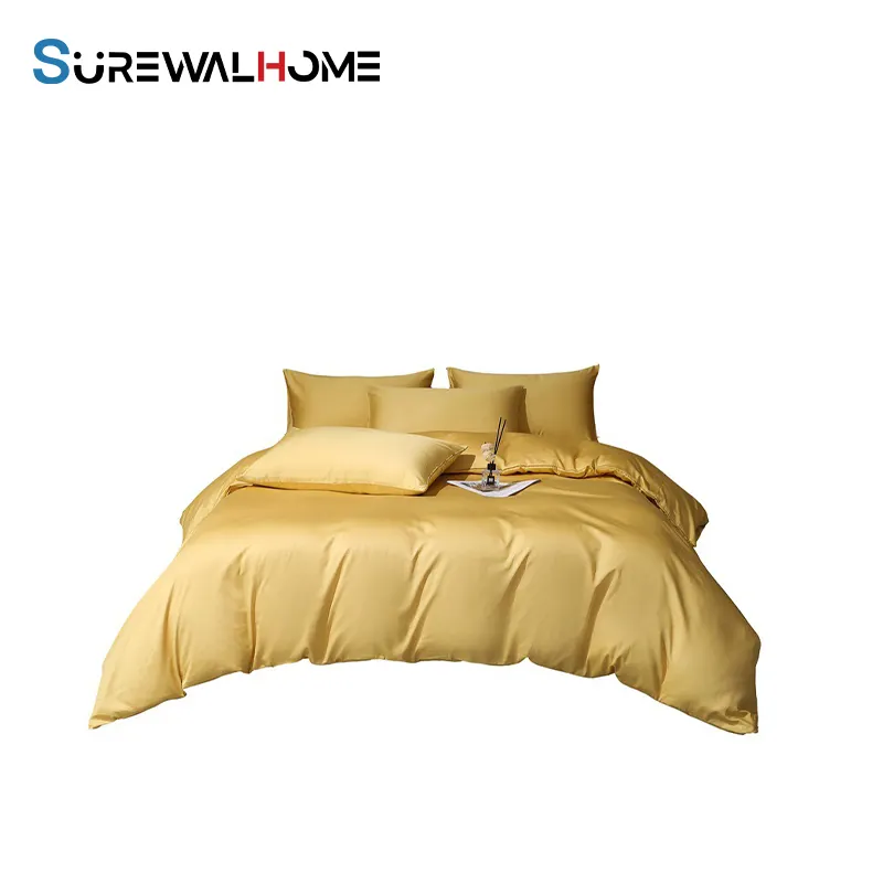 SUREWALHOME 100% seprai katun empat potong selimut Set sarung bantal selimut penutup Set mewah lembut nyaman Hotel seprai