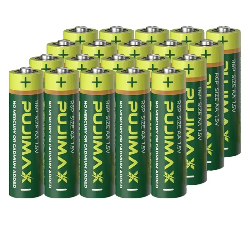 Pujimax bateria aa seca universal, 50 peças, 1.5v r6p, de carbono, controle remoto 1.5v 2a r6p, bateria para mouse, teclado
