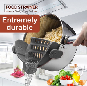 Heat Resistant Snap and <strong>Strain</strong> Strainer Fits All <strong>Pots</strong> and Bowls Silicone Colander Clip on Food Strainer for <strong>Pots</strong> Pans - Product Image 2
