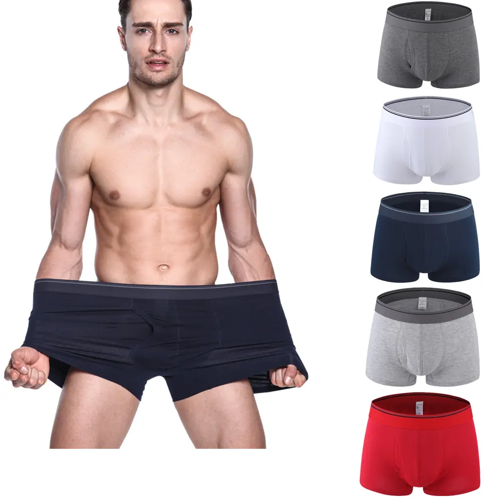 Mens Cuecas Boxer Cuecas Stretch Cotton Custom Designs Logo Inseam Men Underwear Plus Size Underwear Para Homens Popular