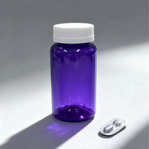 Boş kapsül şişeleri 190cc PET plastik silindir sağlık vitamini hap şişeleri ile vidalı kapak ve serigrafi - Product Image 1