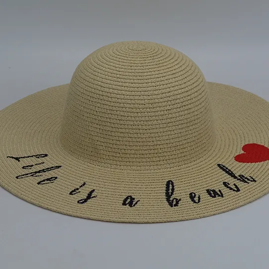 Mũ Rơm mùa hè thêu từ sombrero Mũ rộng vành Phụ nữ mùa hè Mũ bãi biển