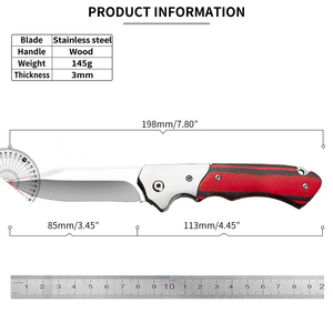 Yüksek sertlik paslanmaz çelik çok fonksiyonlu kamp için hayatta kalma aracı açık katlanır ahşap çakı OEM - Product Image 2