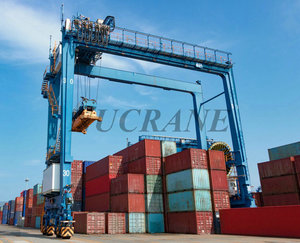 Container <strong>Loading</strong>,unloading,handling,and Stacking with Spreader Diesel Driven <strong>Double</strong> Girder 45t RTG Crane
