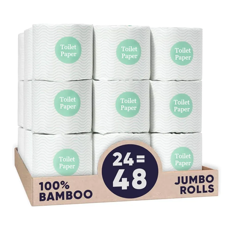 Vente en gros de papier hygiénique en bambou vierge gaufré en bois recyclé rouleau de papier toilette pour petit hôtel papier hygiénique souple