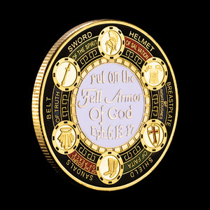 Chất lượng cao áo giáp của Thiên Chúa Tôn Giáo huy hiệu Kinh Thánh câu ephesians 6 thách thức đồng xu Christian quà tặng với hộp - Product Image 2