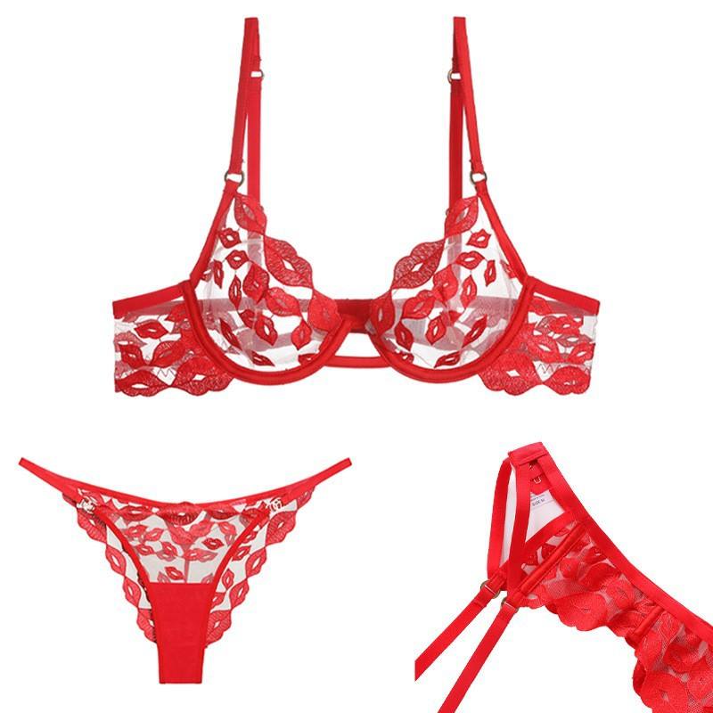 Ensemble 3 pièces soutien-gorge et culotte triangle