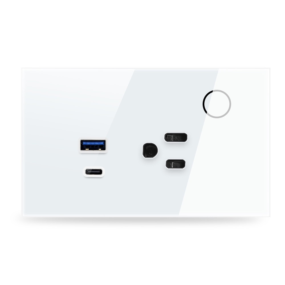 Tuya WiFi - Enchufe estadounidense con USB - Panel de cristal