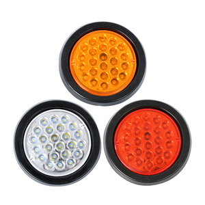 Waterproof Truck <strong>Led</strong> Taillight No- Plug Plain <strong>24</strong> <strong>LED</strong> 5.5 Inch <strong>Led</strong> Tail Lamp Amber Red Clear Round with Rubber Grommet