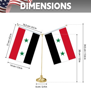 Cờ Syria Cờ bàn hai mặt 14x21cm với mô hình ngôi sao đôi khác biệt trang trí văn phòng tại nhà - Product Image 2