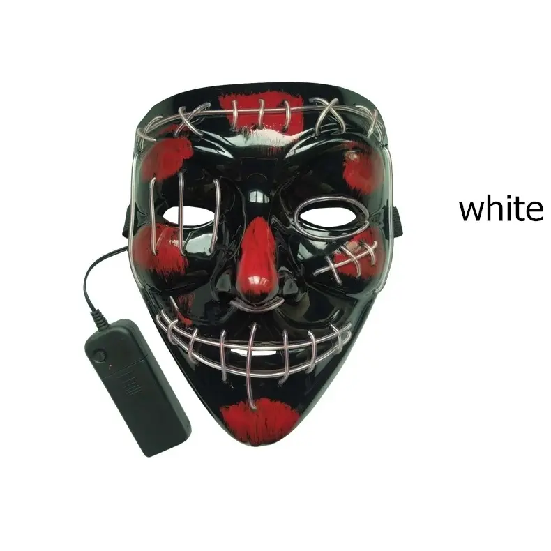 Mulheres de néon el algodão muito velho máscaras reutilizáveis lavável silicone brilho led rosto halloween máscara do partido