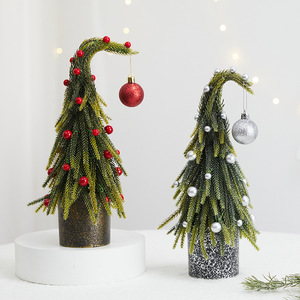 Asılı top PE simülasyon çarpık boyun noel yapay ağaç pencere düzeni için masaüstü atmosfer sahne oturma odası ev - Product Image 4