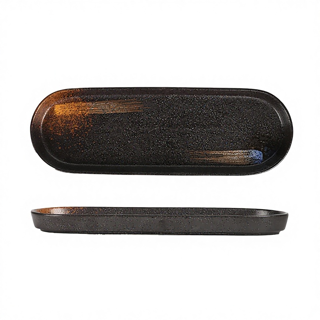 Plateau ovale de style japonais noir de 12 pouces, charme élégant