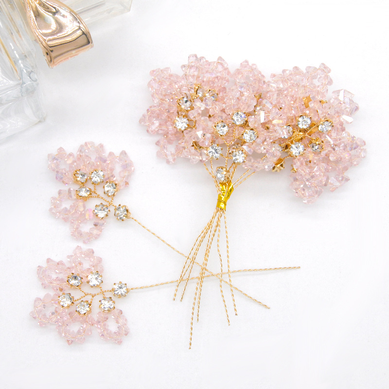 Épingle à cheveux enveloppée de cristal rose, style 2