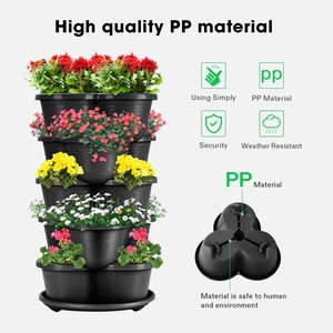 กระถางปลูกต้นไม้แนวตั้ง5ชั้นสำหรับสตรอเบอร์รี่ดอกไม้สมุนไพรผักสีดำ - Product Image 3