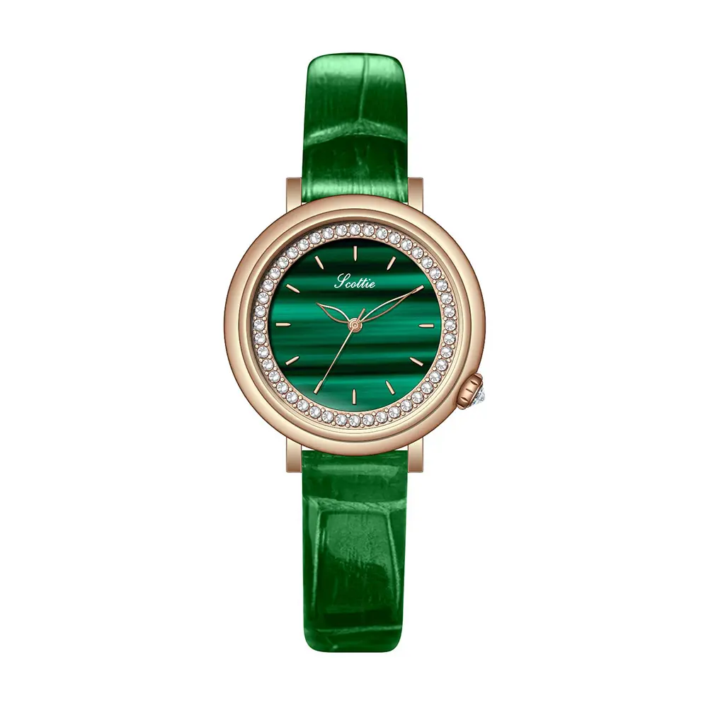 สก๊อตตี้นาฬิกาข้อมือควอตซ์สำหรับผู้หญิงสายหนังนาฬิกาสำหรับผู้หญิงสวยมีระดับออกแบบได้ตามต้องการ