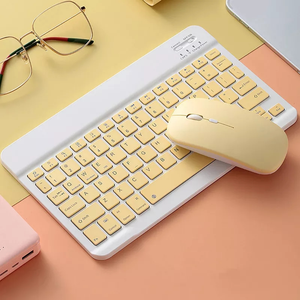 Miniteclado y ratón inalámbricos, periférico español recargable con ratón ruso para PC, tableta y teléfono