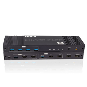 Conmutador KVM USB 3,0 8K 60HZ, HDMI dual para Macbook 2 ordenadores, compartir 1 Juego, ratón, teclado, monitor, conmutador KVM USB con mando a distancia