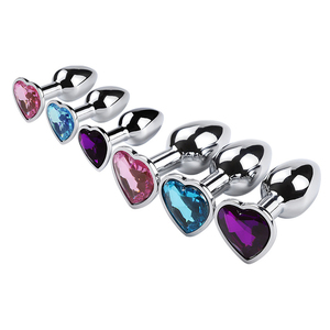 Heart Shaped Crystal Metal Anal Plug <strong>Sex</strong> Toys Stainless Steel Butt Plug Pocket Pussy Toys for Men - Product Image 2