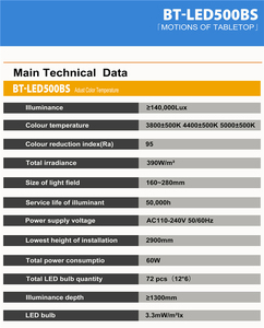 BT-LED500BS Đèn Sàn Thủ Tục Đèn Phẫu Thuật Phòng OT Đèn Tập Trung Phẫu Thuật Nha Khoa Đèn Hoạt Động Vòm Đơn Giá CE - Product Image 4