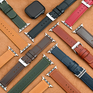 New Arrival Cowhide Leather Watch Strap Vegetable Tanned Oil Wax Gradient Leather Watch Bands Retro for <strong>Apple</strong> Watch