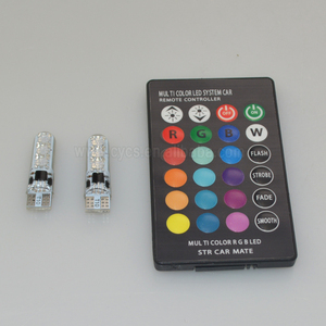 12v 194 168 501 W5W otomatik led T10 6led 5050 RGB araba led ışık uzaktan kumanda çok renkler RGB araba led ampul - Product Image 2