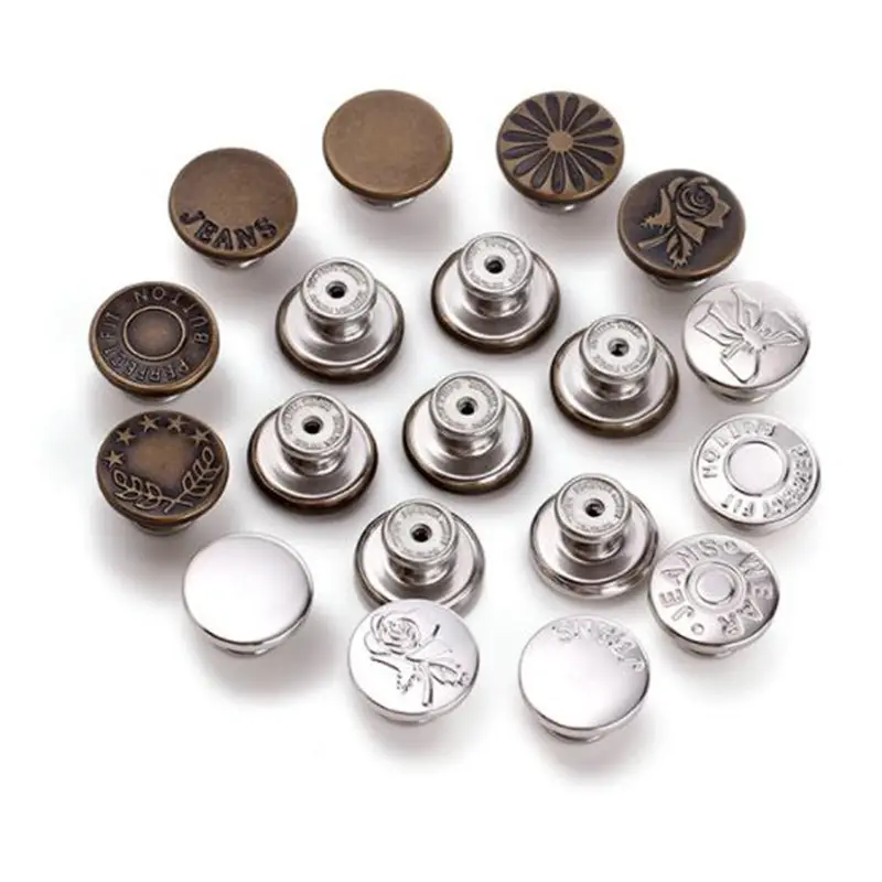 New Style High Quality Classic Antique Vintage 17mm Accessories And Rivets Custom Logo Denim Metal Tack Jeans Button For Jeans