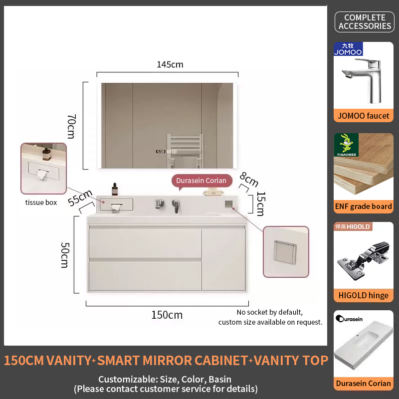 150Domestic Durasein Integrated Basin + Smart Mirror Cabinet