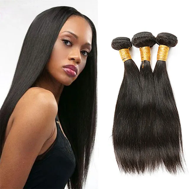 Extensión de cabello humano virgen de cabello liso de alta calidad elegante y extensión de cabello humano brasileño natural 100% real