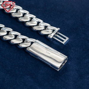10K altın mozanit küba zincir Hip Hop özel düz buzlu Out 16MM düz zincir küba Link zinciri - Product Image 3