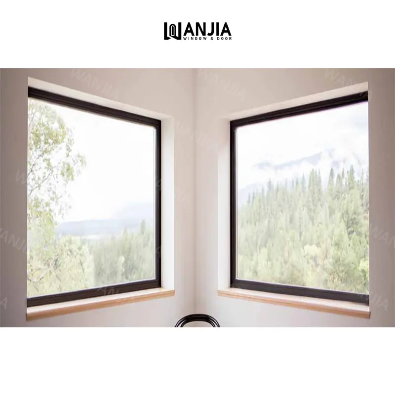 WANJIA Diseño minimalista Sala de estar Ventana de imagen resistente Ventana de aluminio insonorizada personalizada Ventana fija de vidrio personalizada