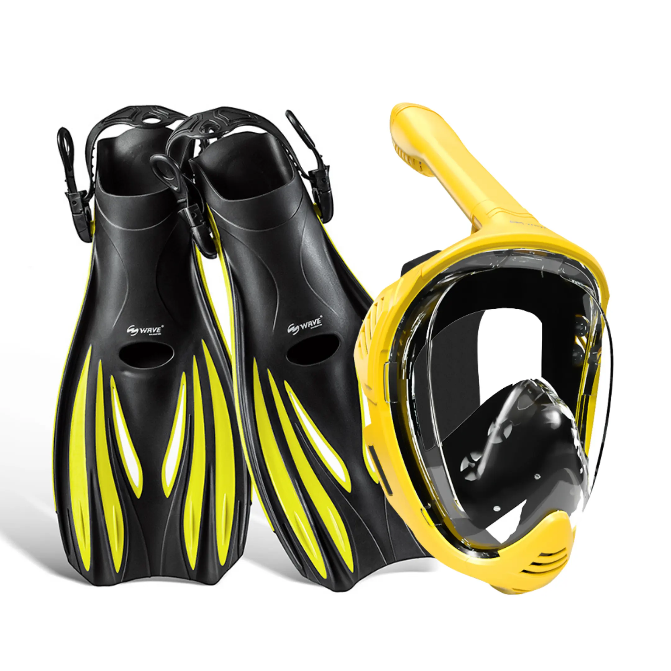 Masque complet en silicone Wave ensemble de tuba de plongée palmes de plongée sous-marine sport nautique masques de plongée complets en caoutchouc palmes de plongée