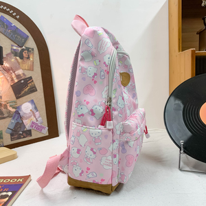 סגנון יפני עבור תיק גב קיטי עם דפוס קשת חמוד קיבולת גדולה אחסון הקמפוס רך עבור בנות פוליאסטר רירית פוליאסטר - Product Image 4