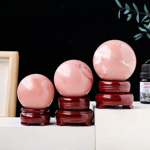 Toptan doğal halk zanaat dekorasyon için cilalı pembe opal kristal toplar küre - Product Image 3