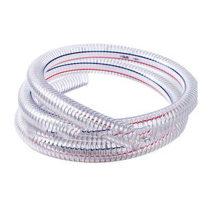 Esnek şeffaf PVC su pompası emme hortumu Spiral çelik tel takviye bahar hortum ile pürüzsüz yüzey - Product Image 6
